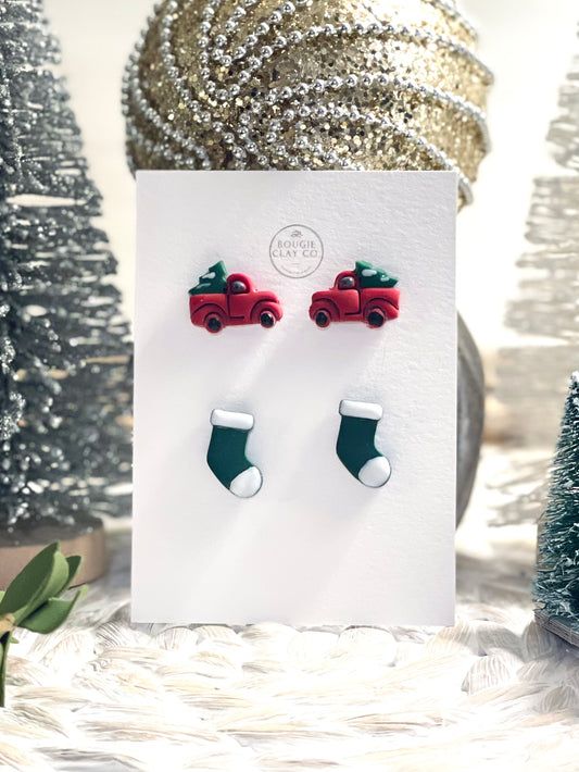 Christmas Stud Pack - Truck and Stockings