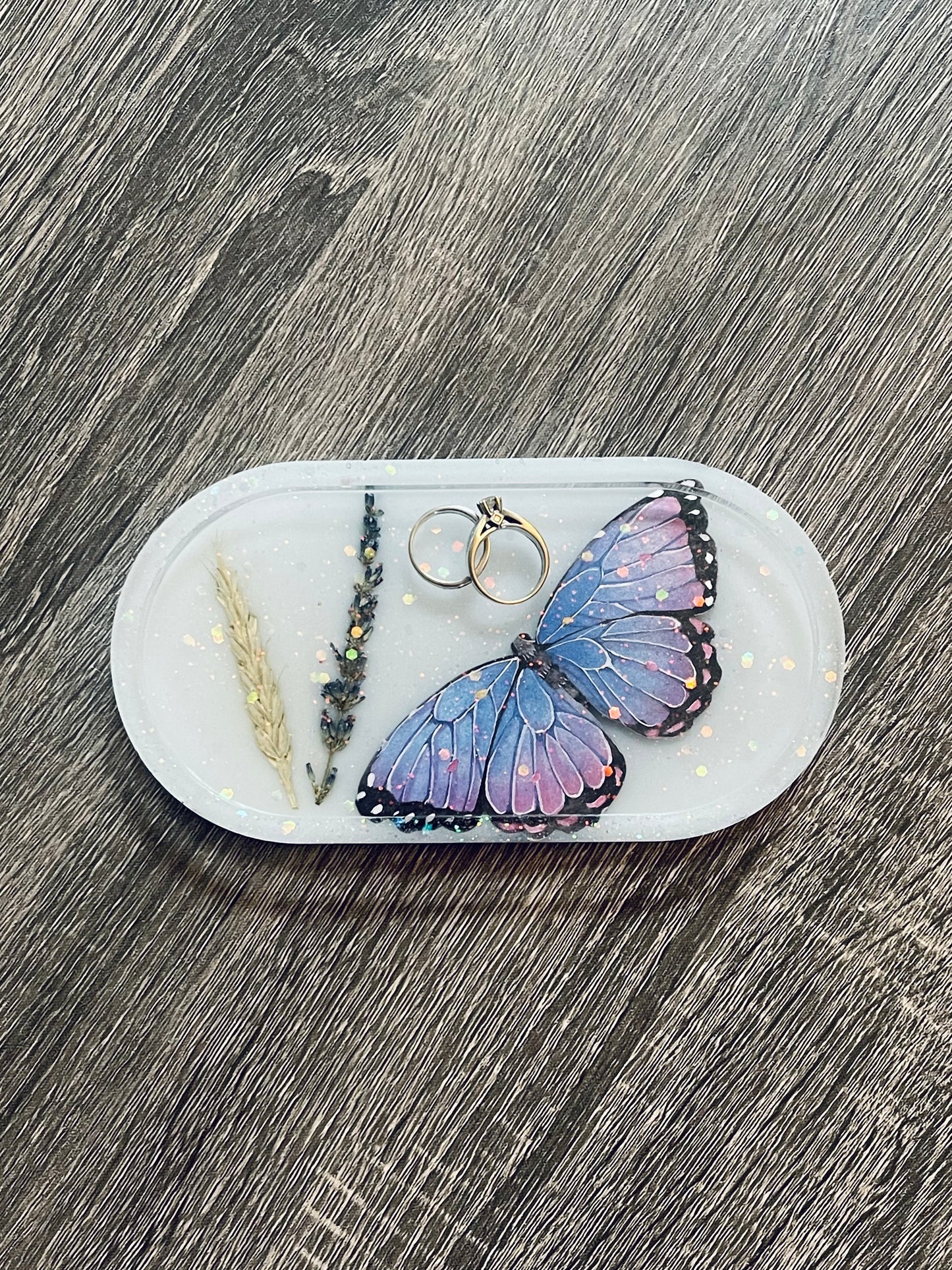 Trinket Dish - Blue Pink Butterfly