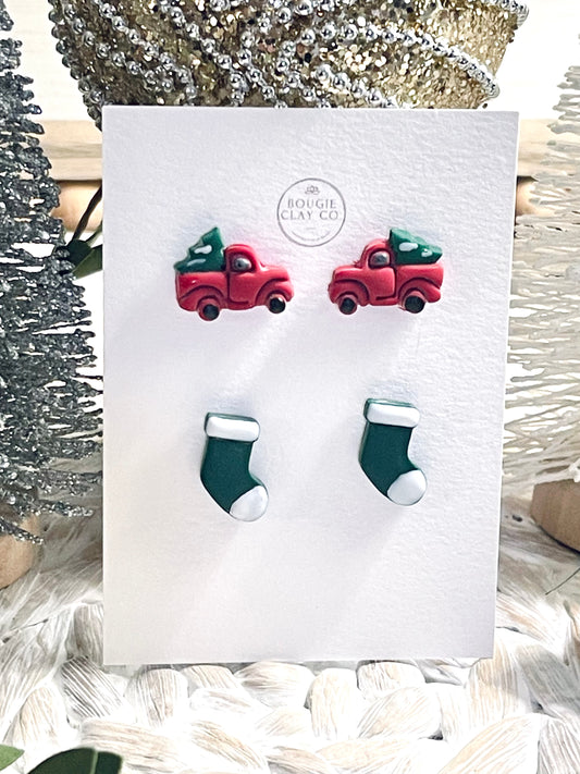 Christmas Stud Pack - Truck and Stockings